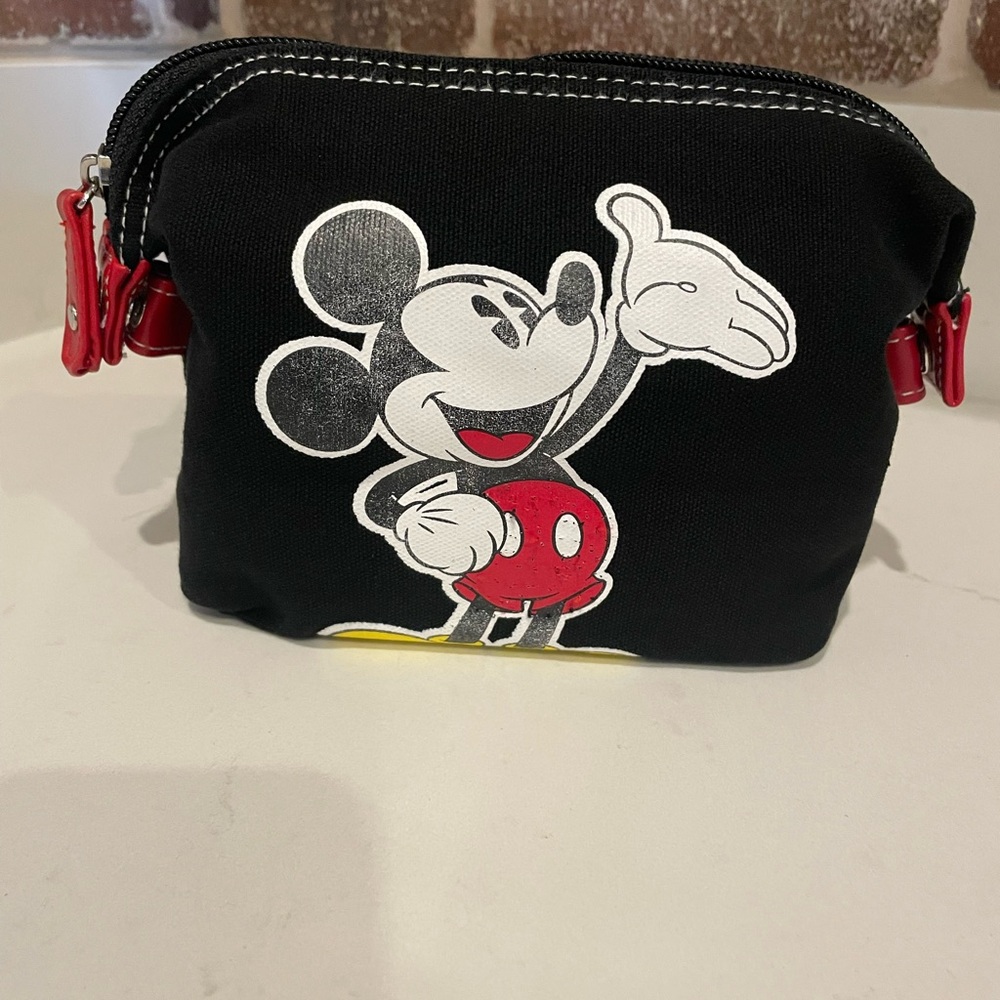 Disney Black Canvas Mickey Mouse Small Bag with Red and Yellow Details